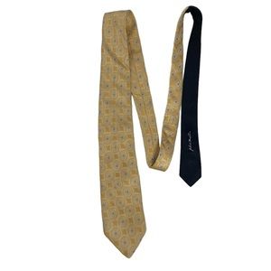 Joseph W. Nordstrom XXL Silk Tie Gold w/ Oval Medallions 3.25” wide 68” long